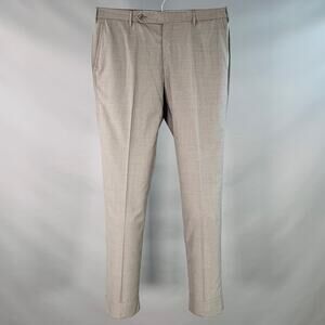 HADLEIGH'S Size 33 Grey Wool Silk Flat Front Cuffed Straight Dress Pants